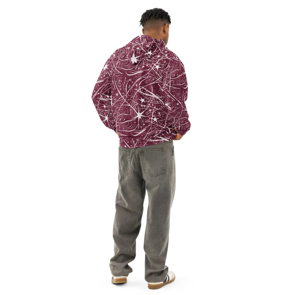 Burgundy Starfield on Cotton Hoodie — Back
