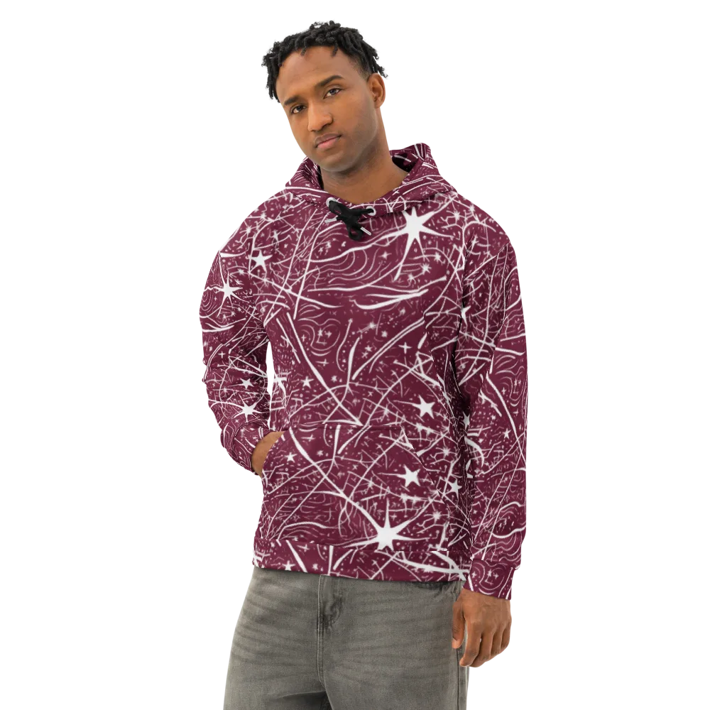 Burgundy Starfield on Cotton Hoodie — Left Front