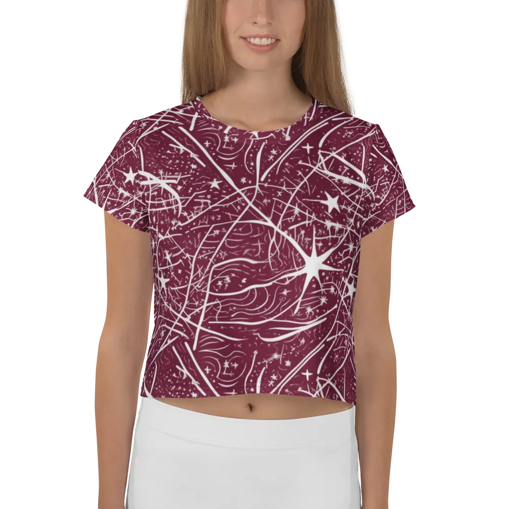 Burgundy Starfield on Crop Tee — Front