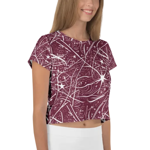 Burgundy Starfield on a Crop Tee