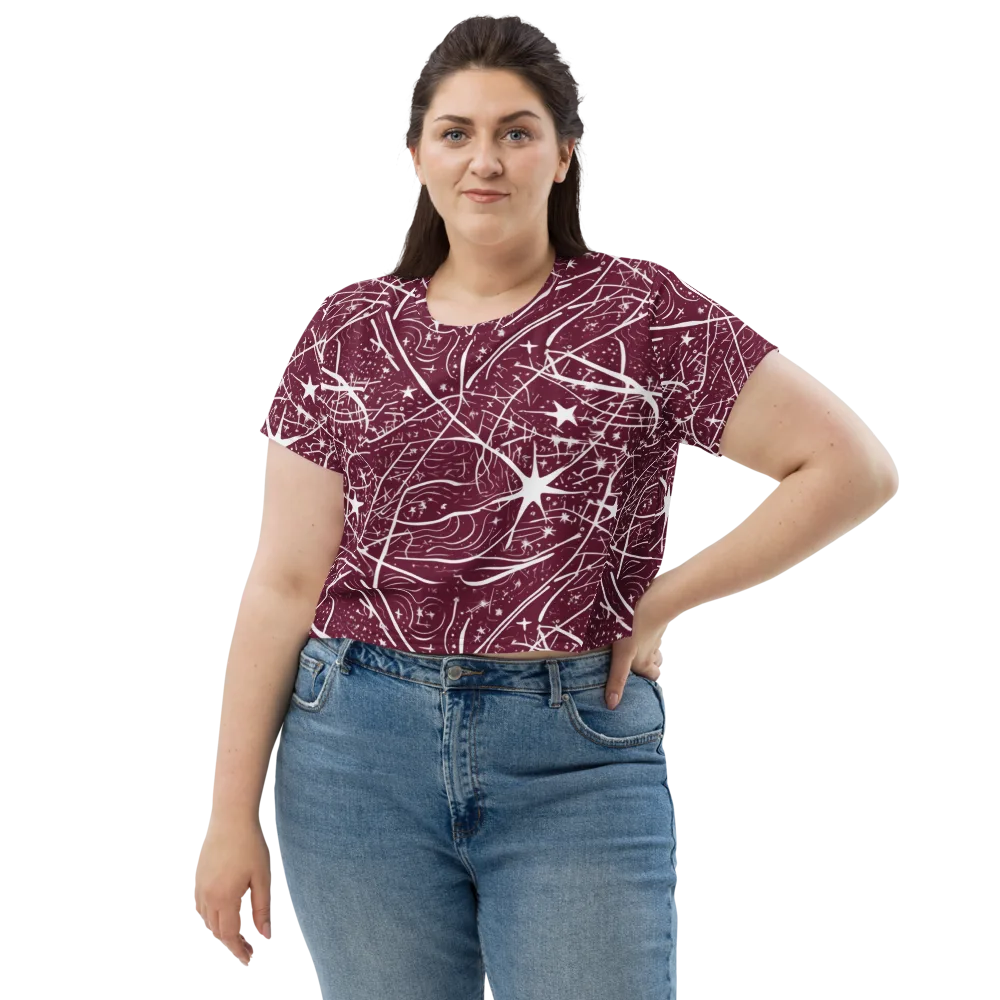 Burgundy Starfield on Crop Tee — Front