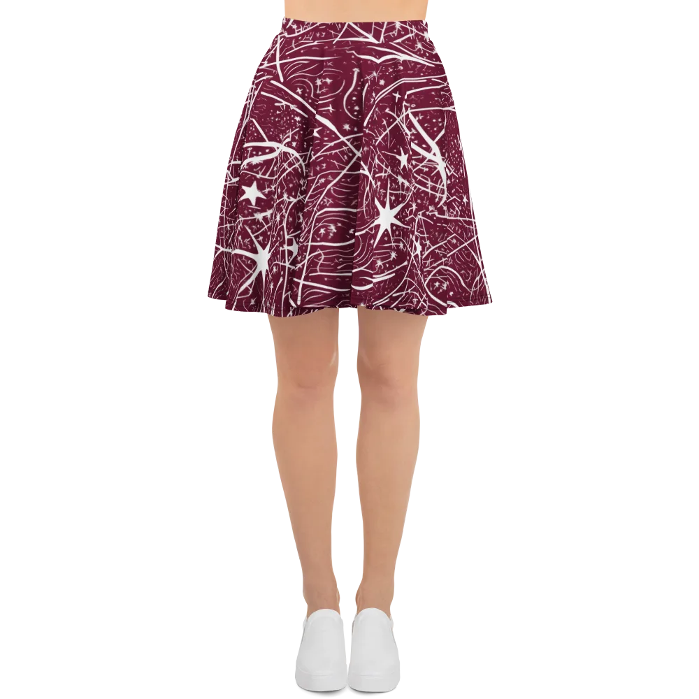 Burgundy Starfield on Skater Skirt — Front