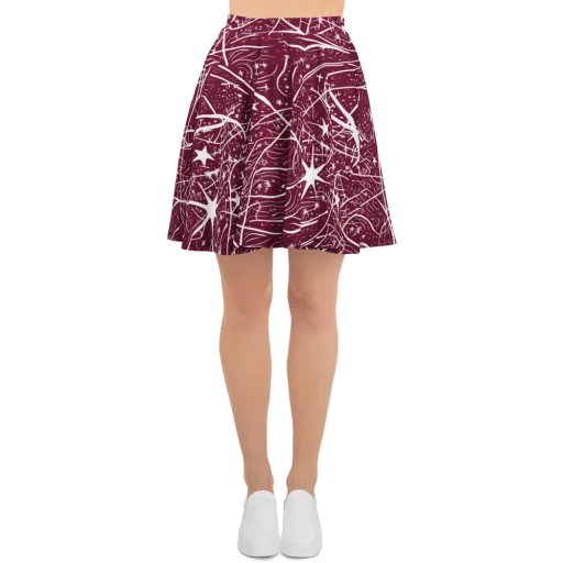 Burgundy Starfield on a Skater Skirt