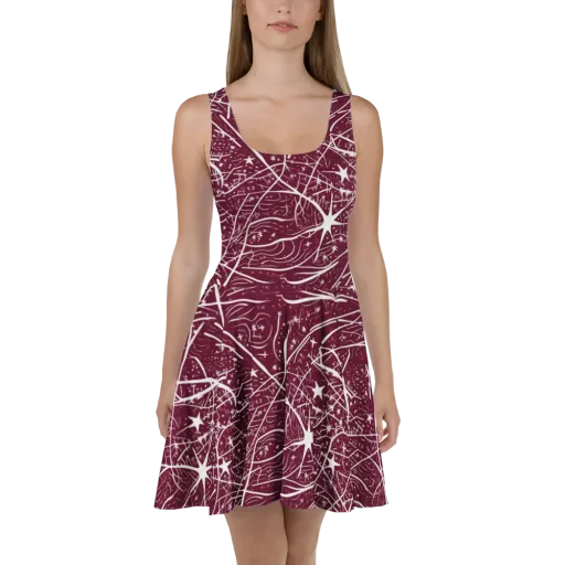 Burgundy Starfield on a Skater Dress