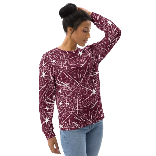 Burgundy Starfield on a Sweatshirt