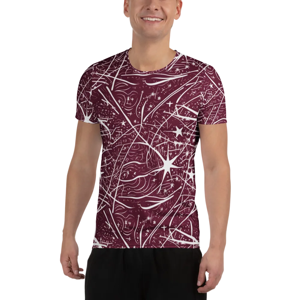 Burgundy Starfield on Men's Athletic T-Shirt — Front