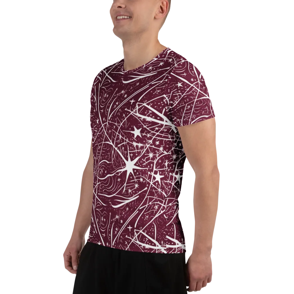 Burgundy Starfield on Men's Athletic T-Shirt — Left