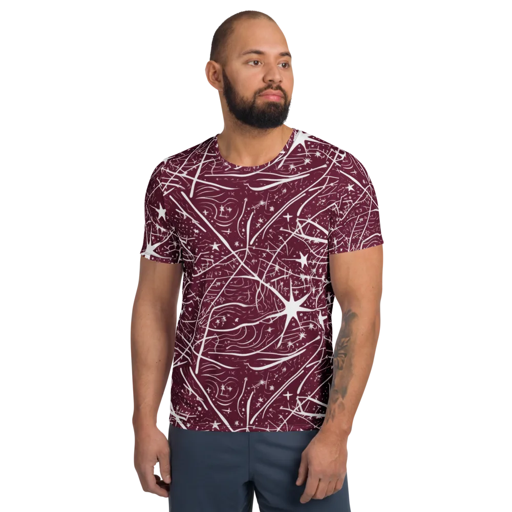 Burgundy Starfield on Men's Athletic T-Shirt — Front