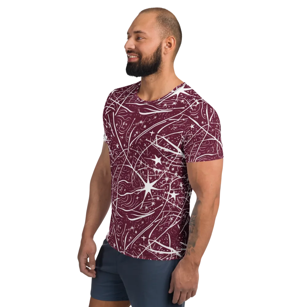 Burgundy Starfield on Men's Athletic T-Shirt — Left