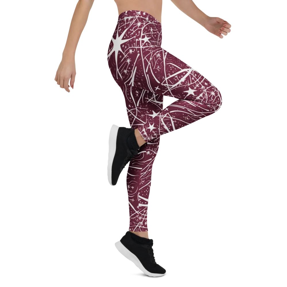 Burgundy Starfield on Leggings — Right