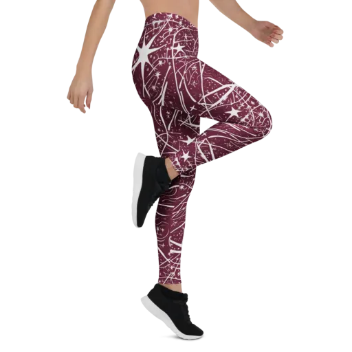 Burgundy Starfield on a Leggings