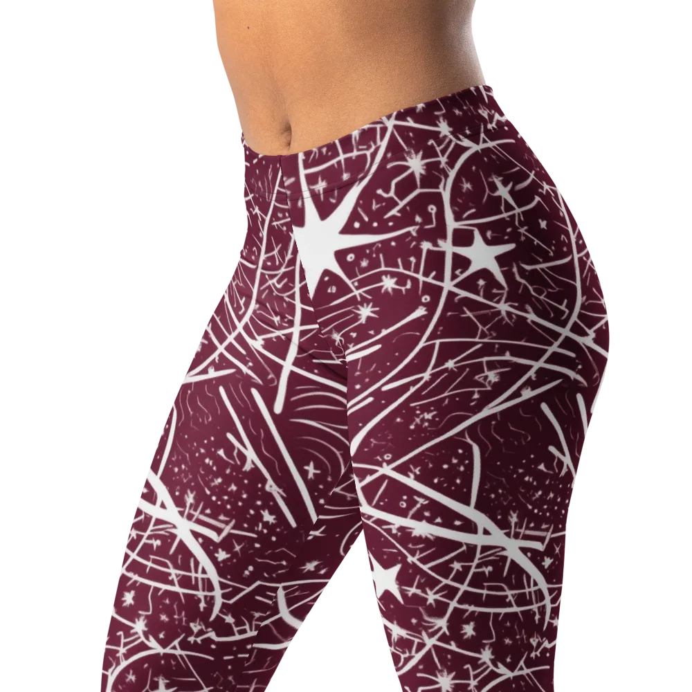 Burgundy Starfield on Leggings — Left Front