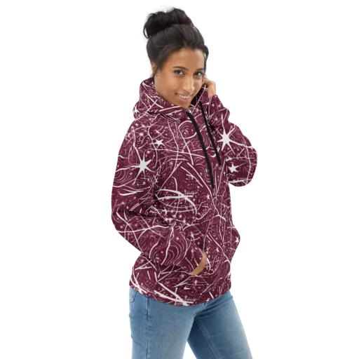 Burgundy Starfield on a Hoodie