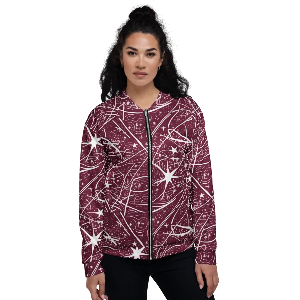 Burgundy Starfield on Bomber Jacket — Front