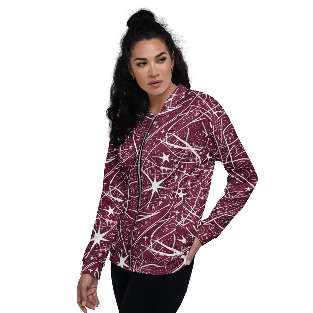 Burgundy Starfield on Bomber Jacket — Left