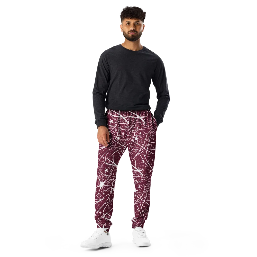 Burgundy Starfield on Men's Joggers — Front
