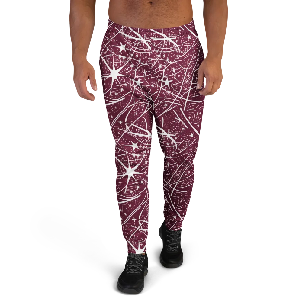 Burgundy Starfield on Men's Joggers — Front