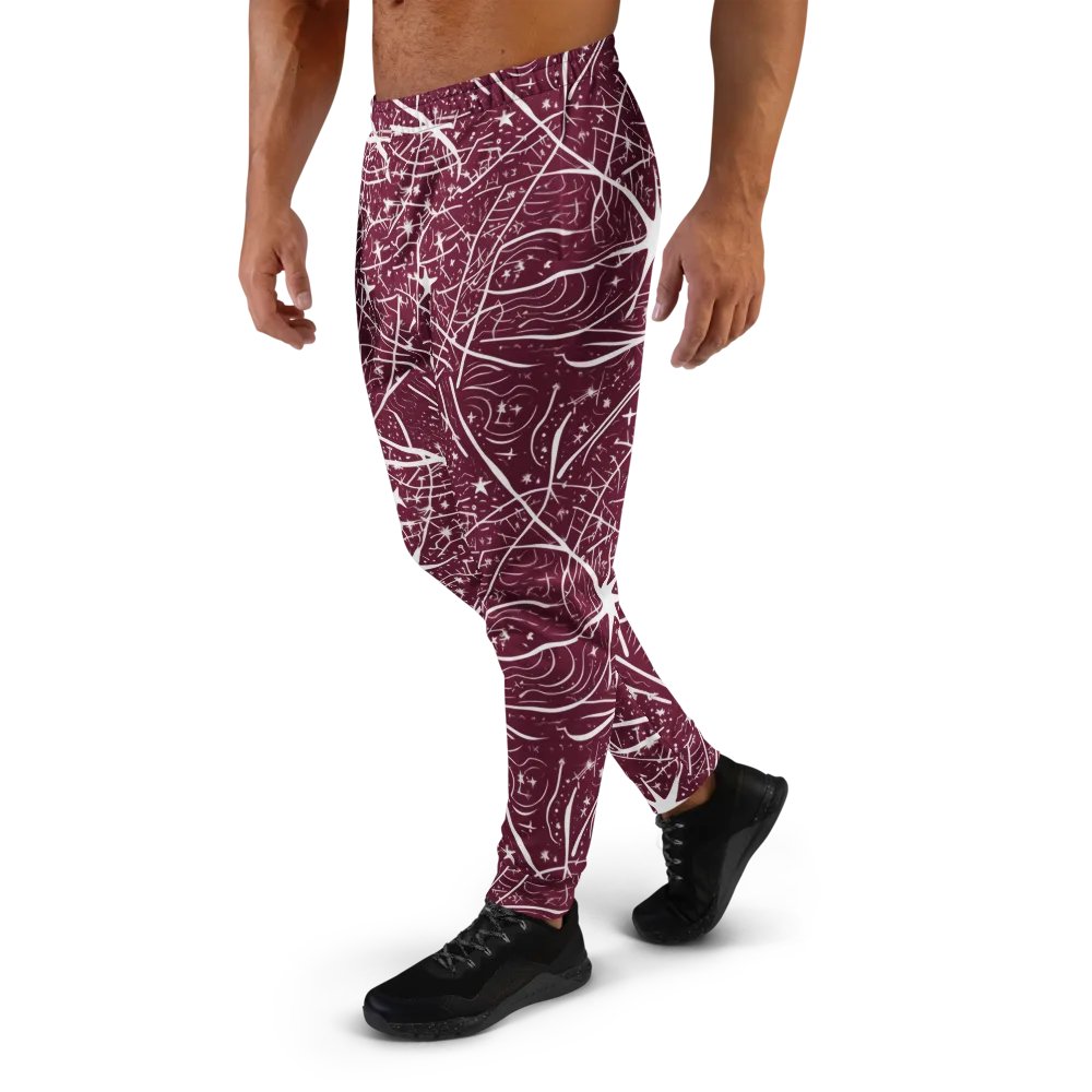 Burgundy Starfield on Men's Joggers — Left