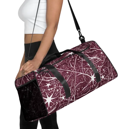 Burgundy Starfield on a Duffle Bag