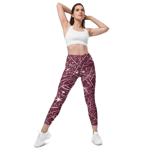 Burgundy Starfield on a Leggings with Pockets