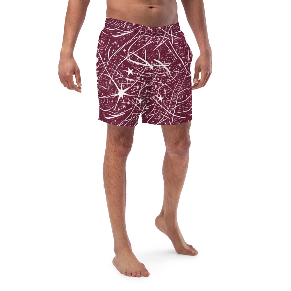 Burgundy Starfield on Swim Trunks — Front