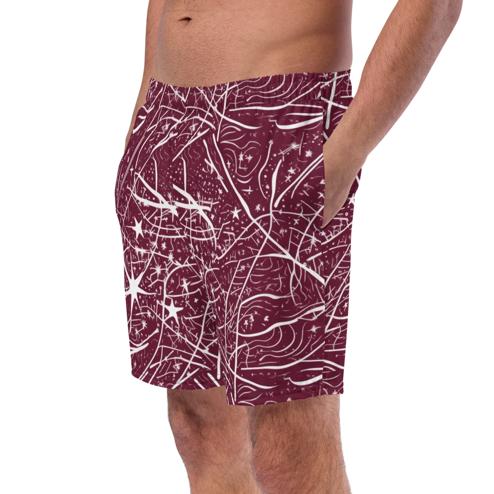 Burgundy Starfield on Swim Trunks — Left Front
