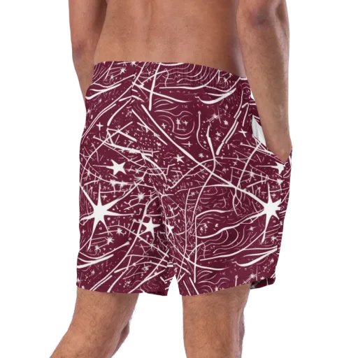 Burgundy Starfield on a Swim Trunks
