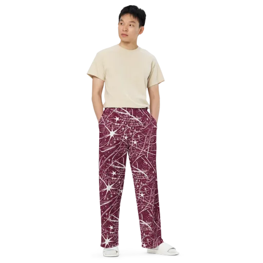 Burgundy Starfield on a Wide-Leg Pants