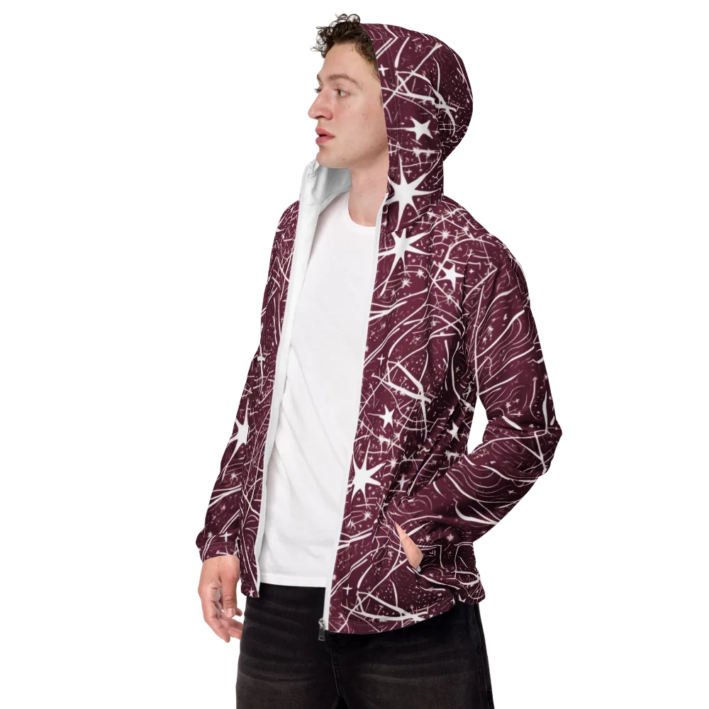 Burgundy Starfield on Men's Windbreaker — Left Front