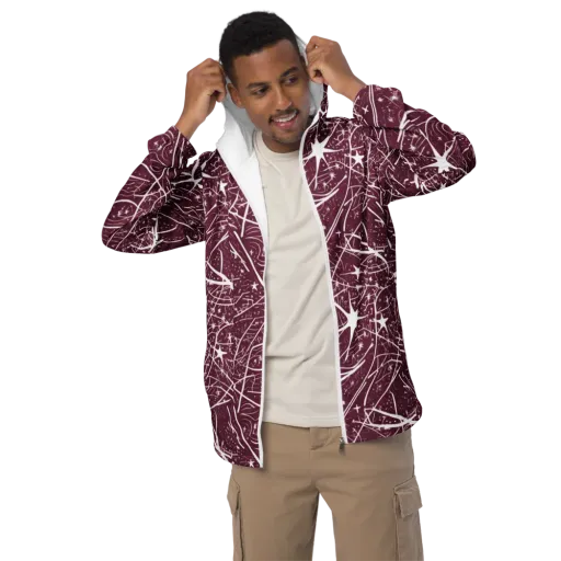 Burgundy Starfield on a Men's Windbreaker