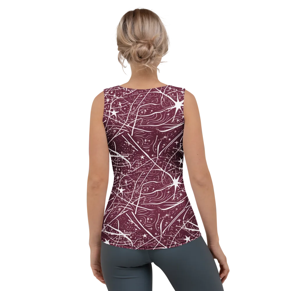 Burgundy Starfield on Women's Tank Top — Back