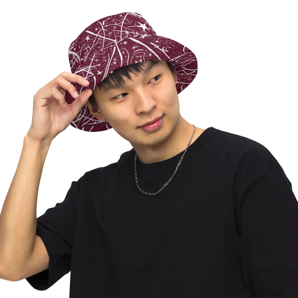 Burgundy Starfield on Reversible Bucket Hat — Front Inside