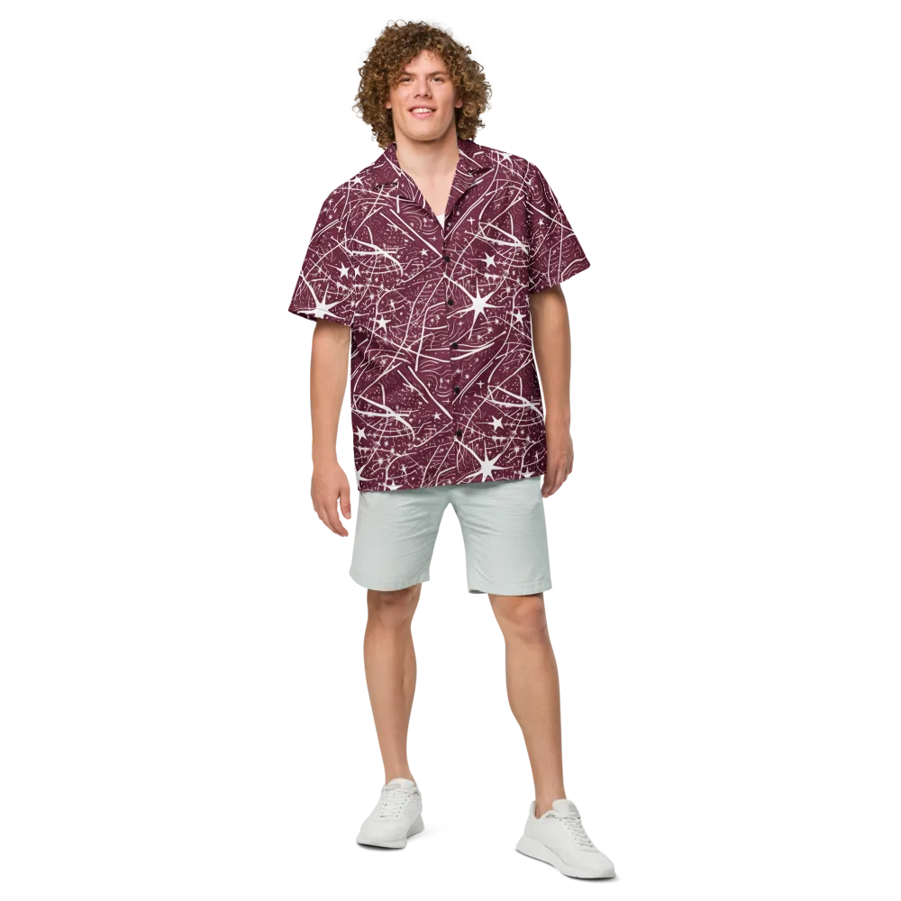 Burgundy Starfield on Button Shirt — Front