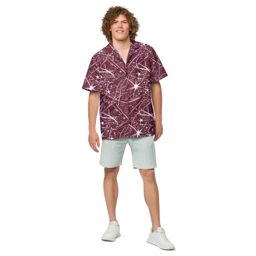 Burgundy Starfield on a Button Shirt