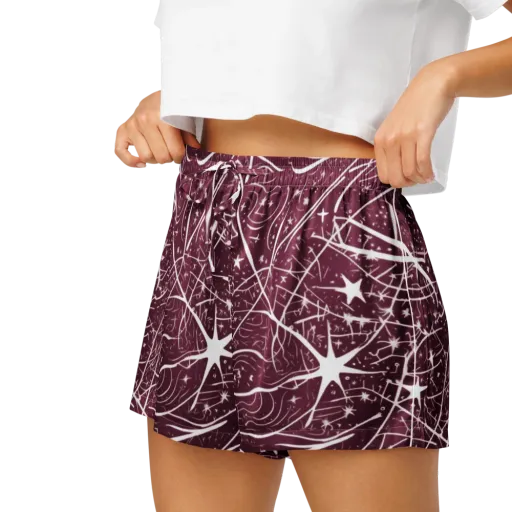 Burgundy Starfield on a Women's Pajama Shorts