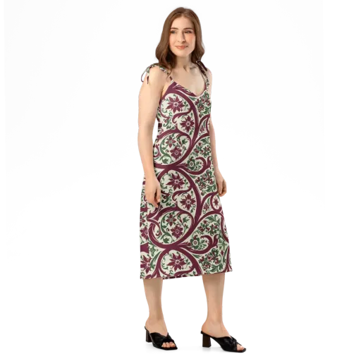 Burgundy Paisley Garden on a Slip Dress
