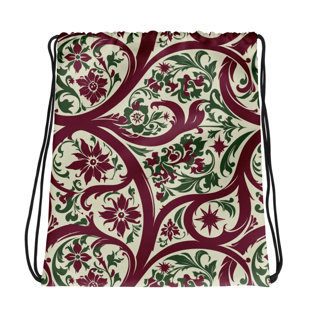 Burgundy Paisley Garden on Drawstring Bag — Photo