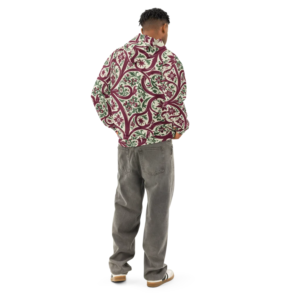 Burgundy Paisley Garden on Cotton Hoodie — Back