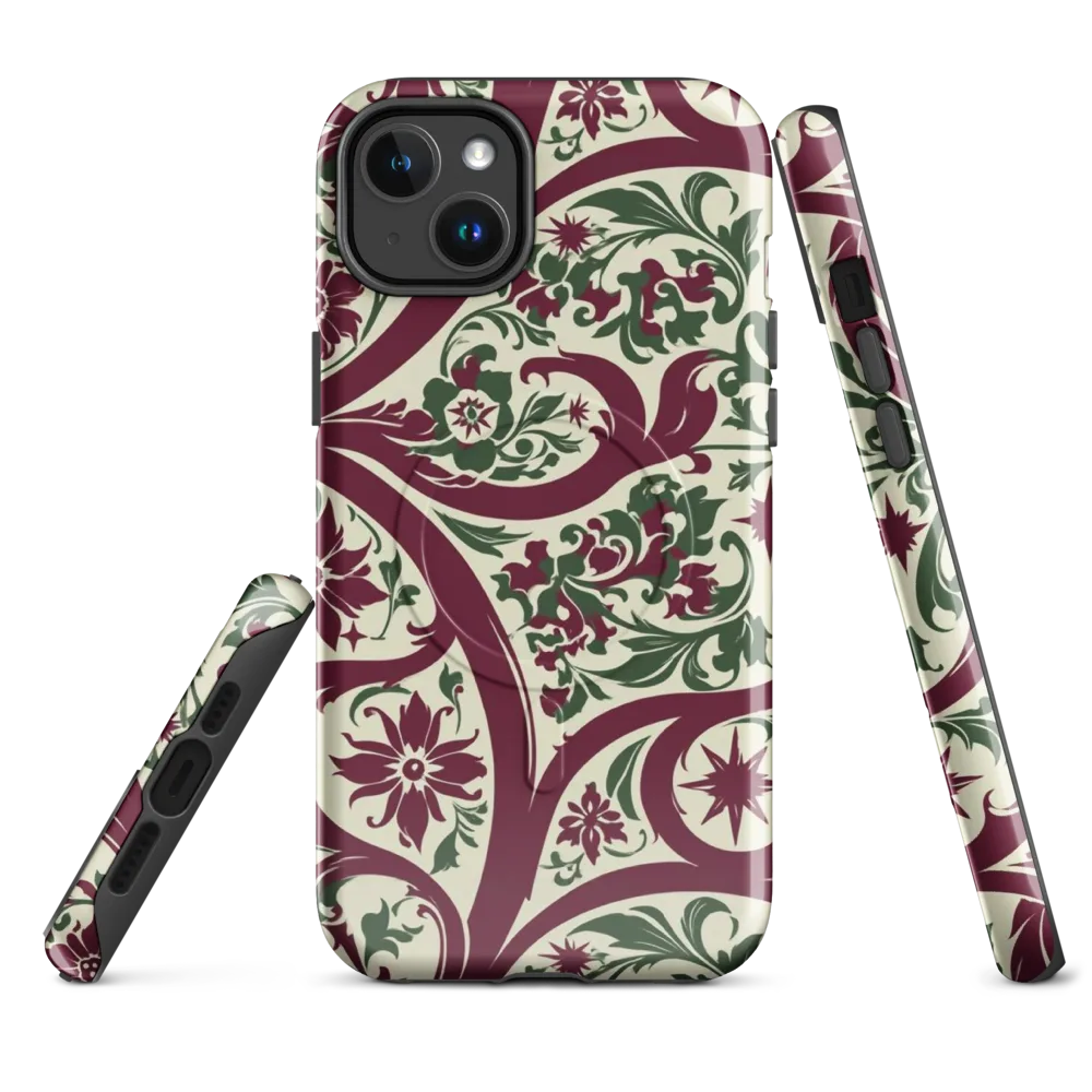 Burgundy Paisley Garden on MagSafe Tough Case for iPhone® — Front