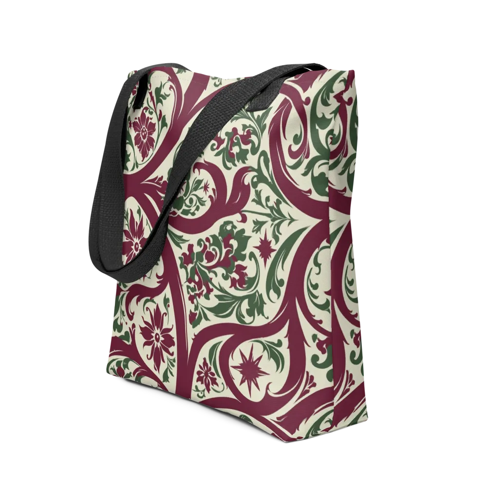 Burgundy Paisley Garden on Tote Bag — Front