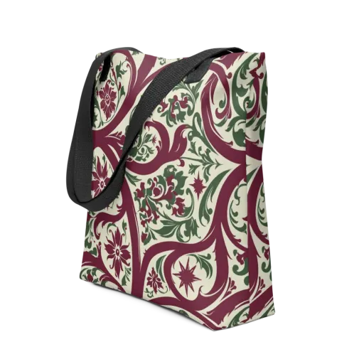 Burgundy Paisley Garden on a Tote Bag