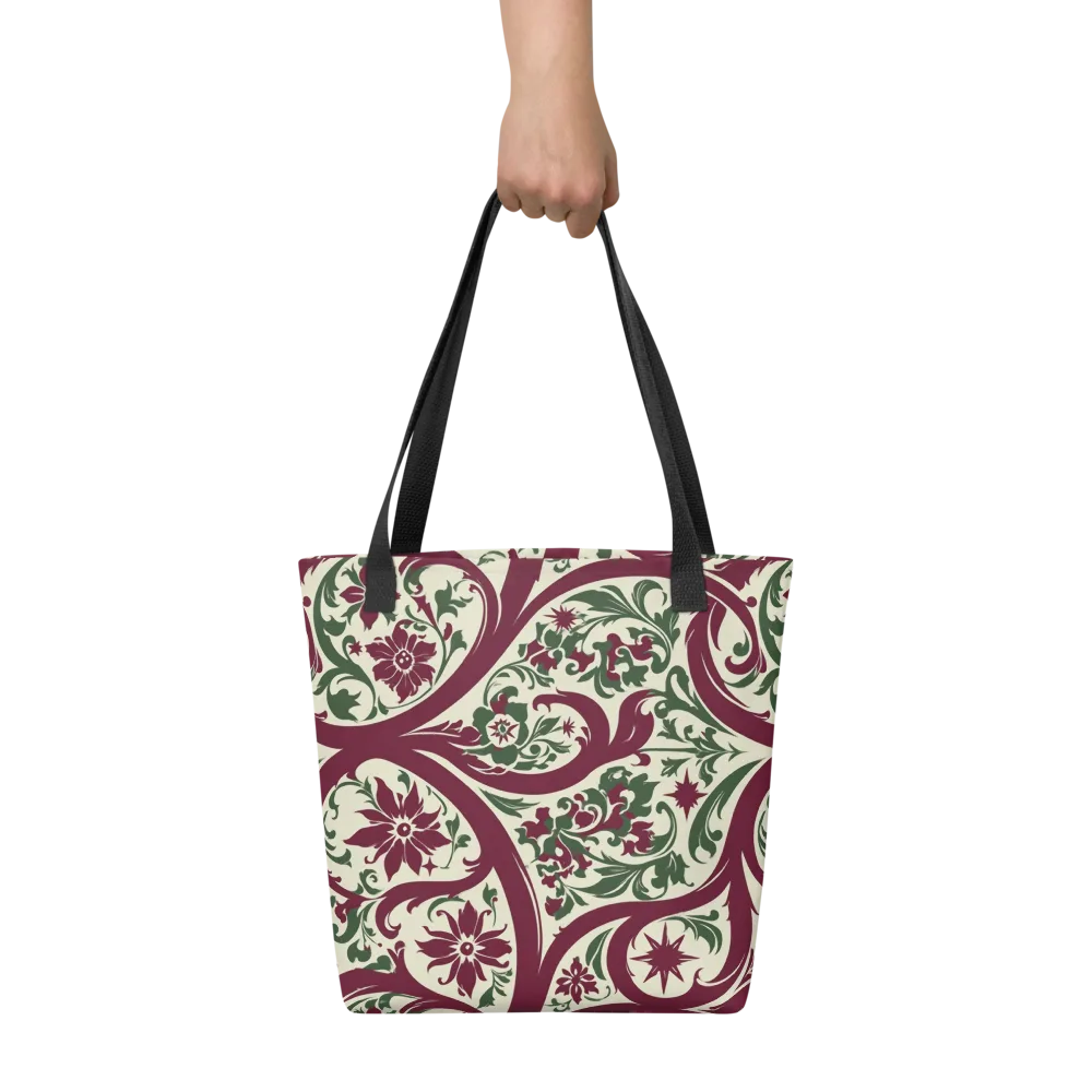 Burgundy Paisley Garden on Tote Bag — Front
