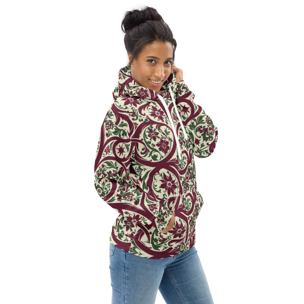 Burgundy Paisley Garden on Hoodie — Right