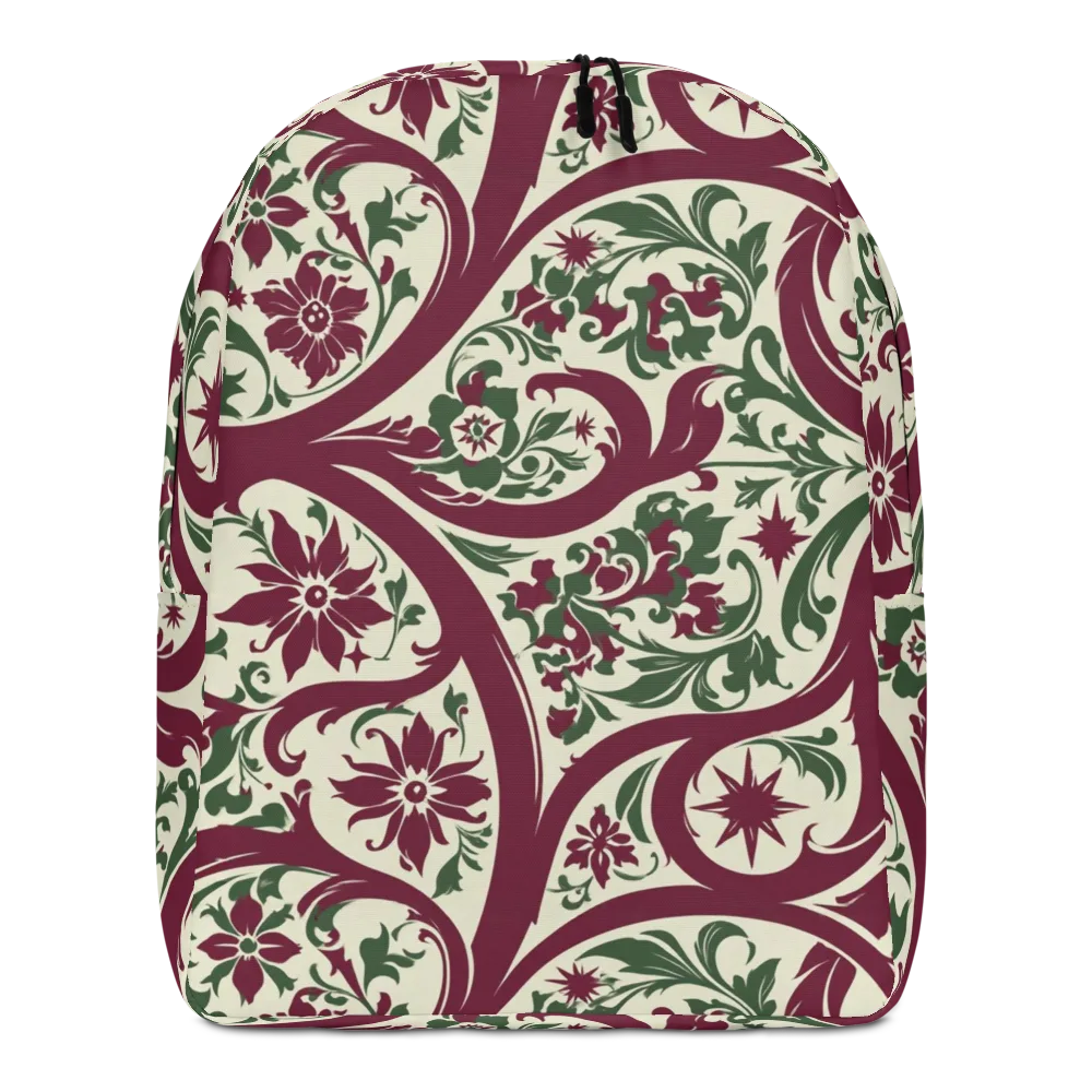 Burgundy Paisley Garden on Minimalist Backpack — Front