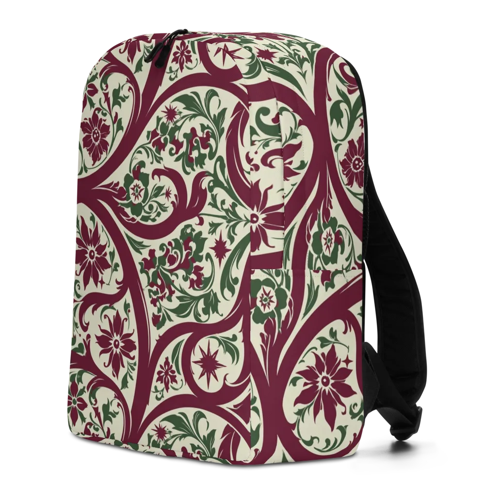 Burgundy Paisley Garden on Minimalist Backpack — Left