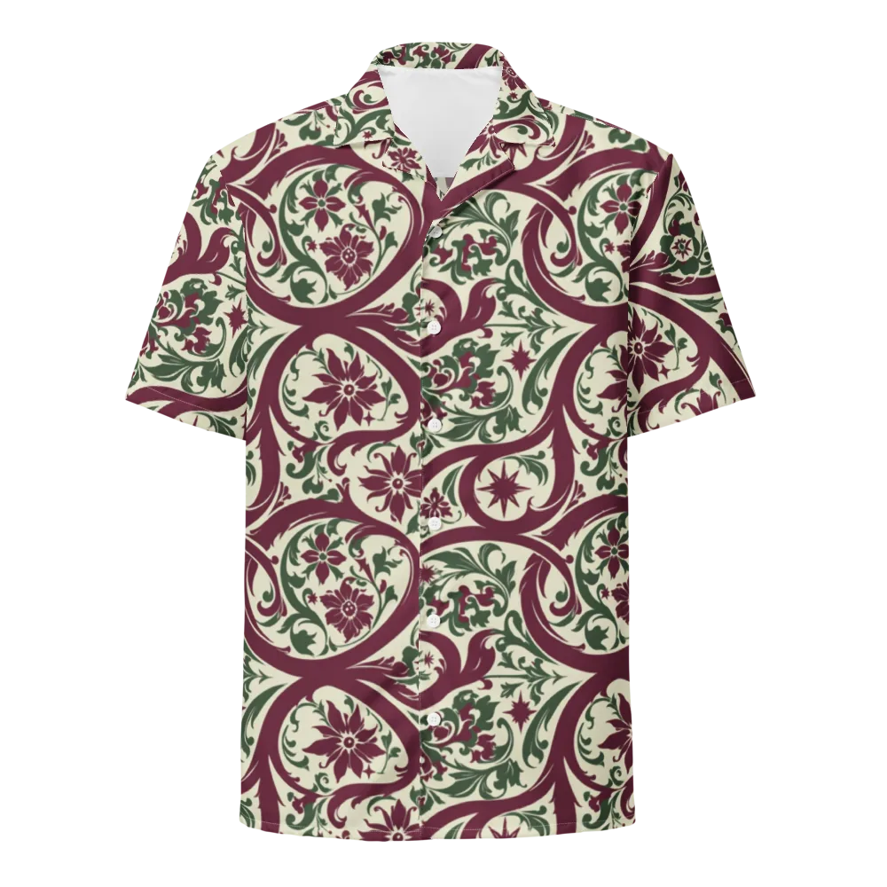Burgundy Paisley Garden on Button Shirt — Front