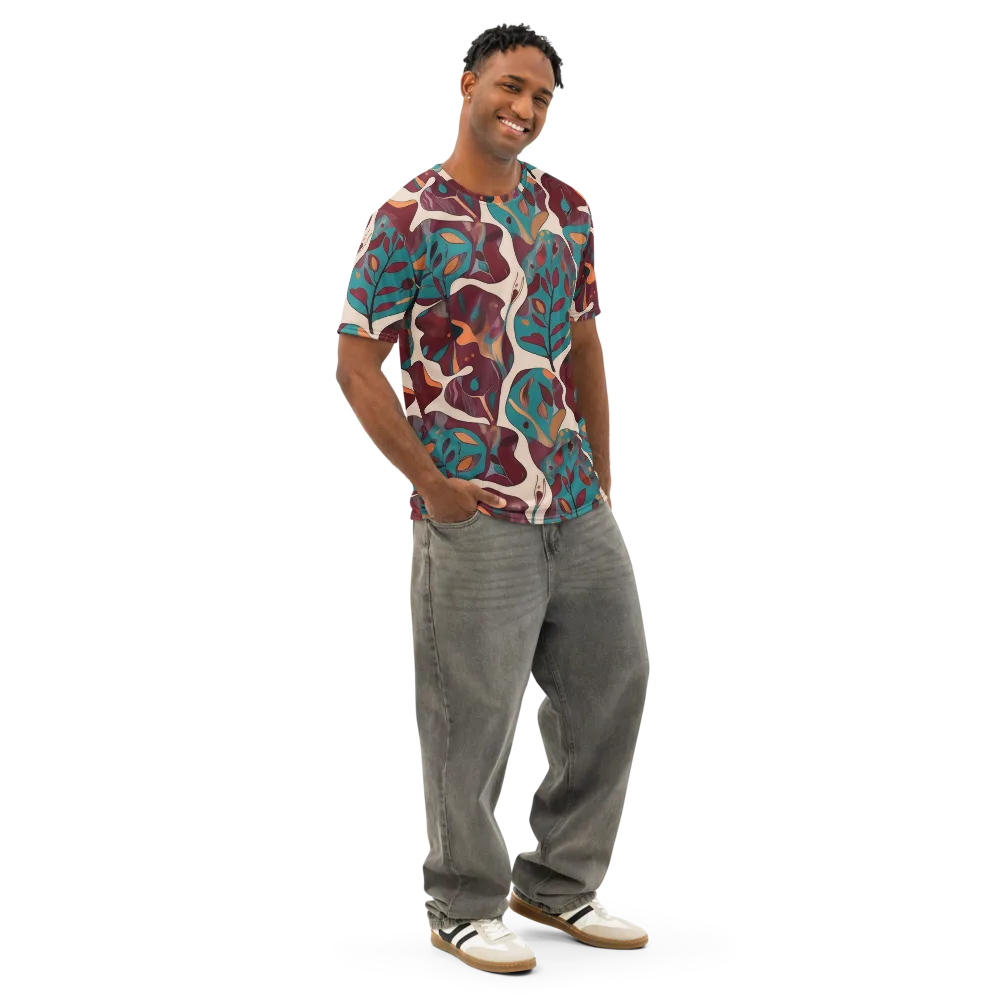 Ember Vine on Men's Cotton Crew Neck T-Shirt — Right Front