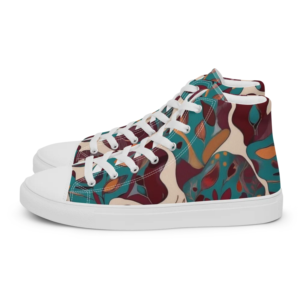 Ember Vine on Men's High Top Canvas Shoes — Left