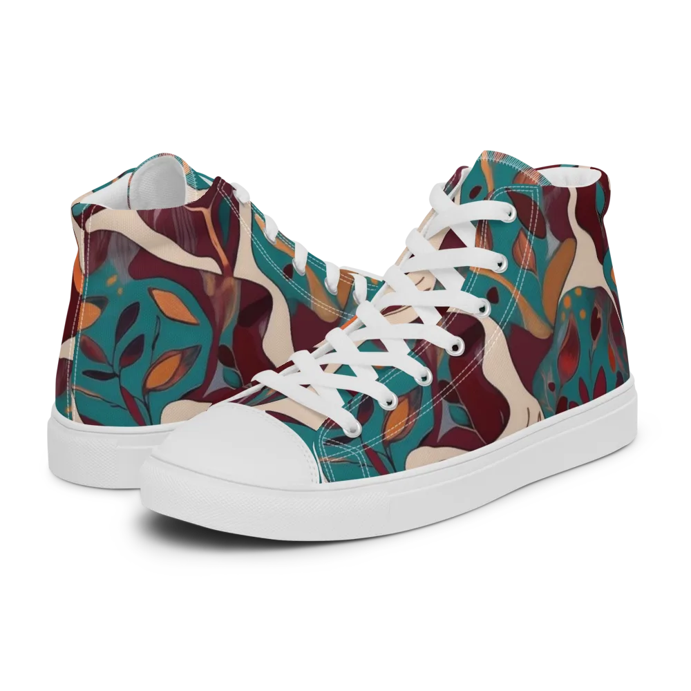 Ember Vine on Men's High Top Canvas Shoes — Left