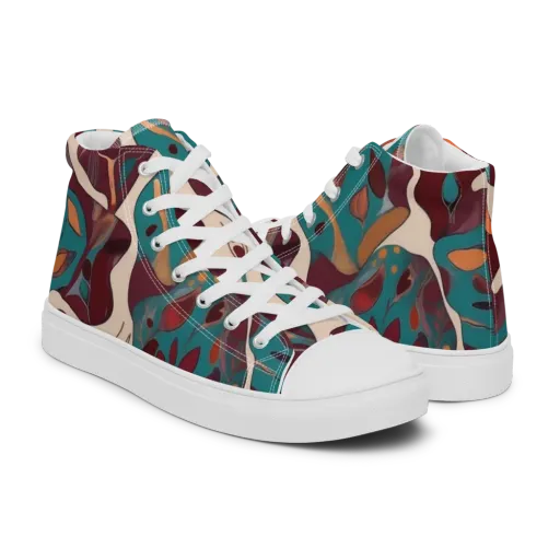 Ember Vine on a Men's High Top Canvas Shoes